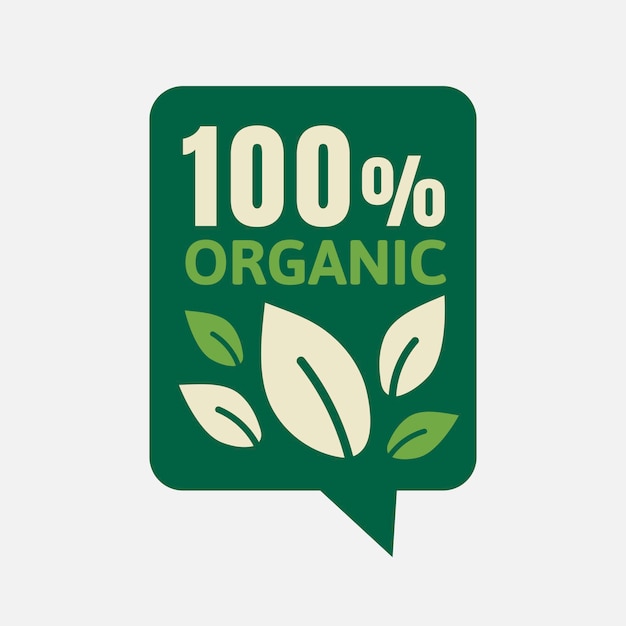 100% organic badge sticker vector for food marketing campaign