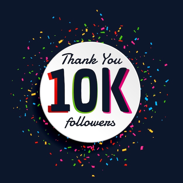 Free vector 10k followers design with confetti