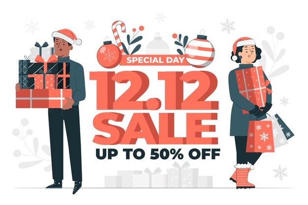 12 december sale concept illustration