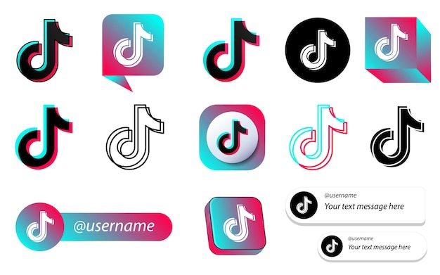 Free vector 14 tiktok douyin video china social media icon pack