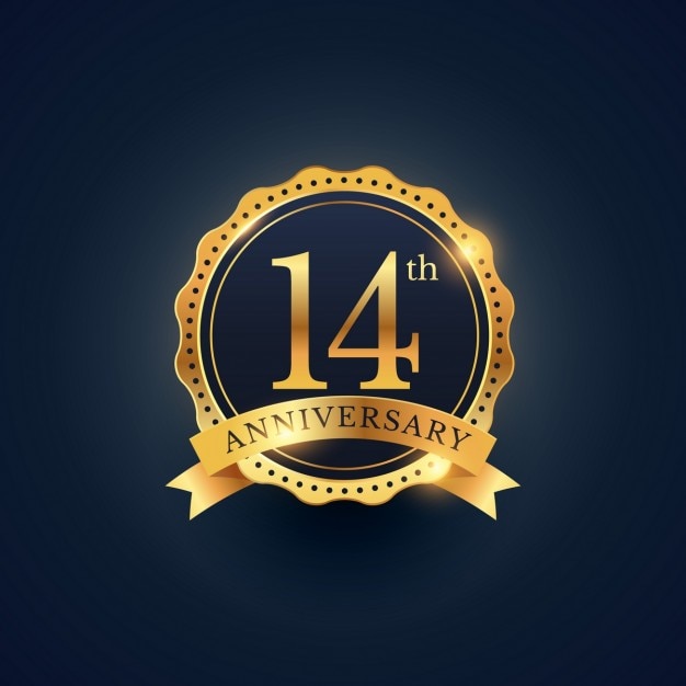 Free Vector 14th anniversary, golden edition