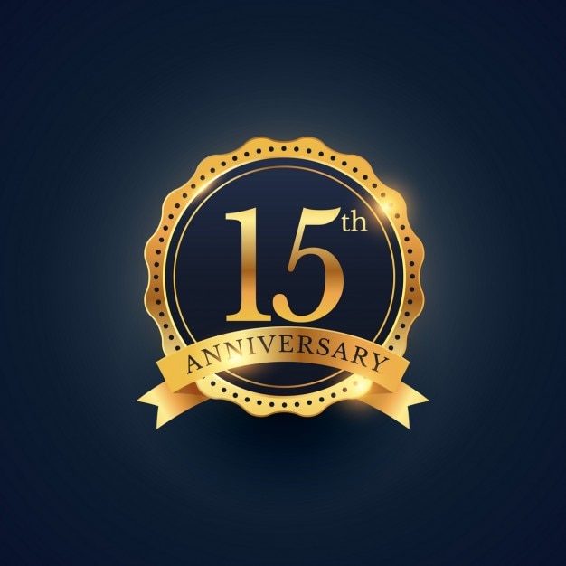 Free vector 15th anniversary, golden edition