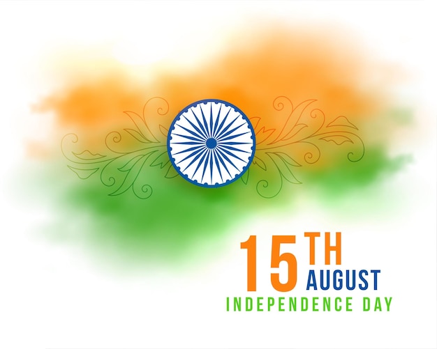 15th august indian independence day watercolor flag banner