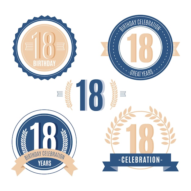 Free Vector 18th birthday badges