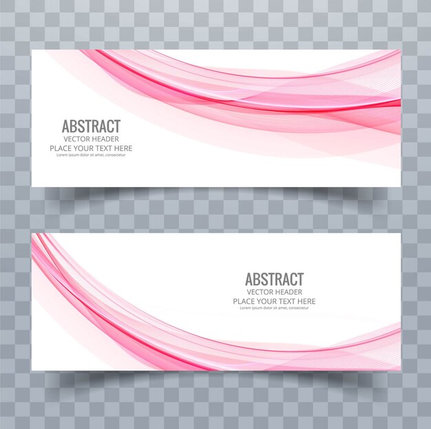 2 banners with pink wavy shapes