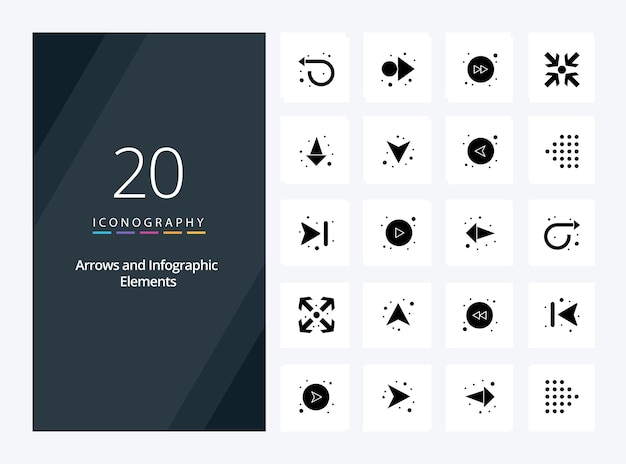 Free Vector 20 arrow solid glyph icon for presentation