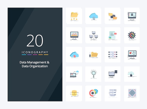 Free Vector 20 data management and data organization flat color icon for presentation vector icons illustration