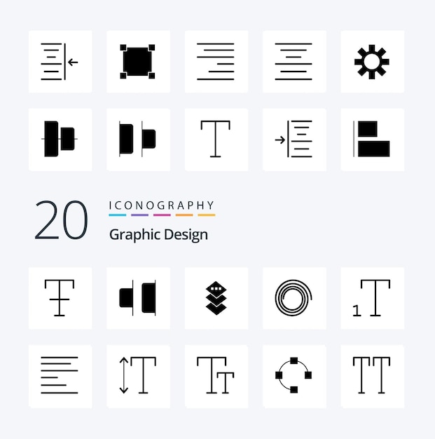 Free vector 20 design solid glyph icon pack like scale text square left subscript