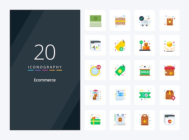 20 Ecommerce Flat Color icon for presentation