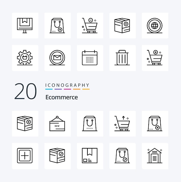 20 Ecommerce Line icon Pack like e cart product purchase e