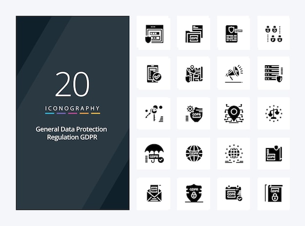 Free Vector 20 gdpr solid glyph icon for presentation vector icons illustration