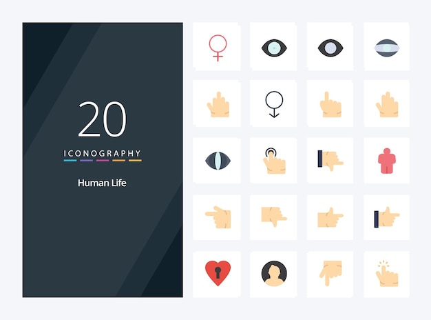 Free Vector 20 human flat color icon for presentation