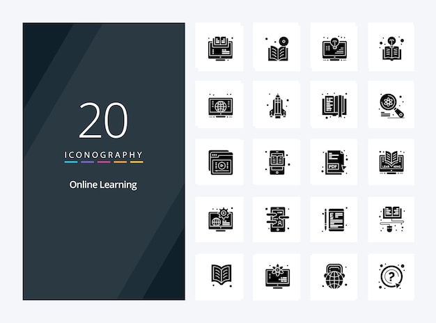 Free Vector 20 online learning solid glyph icon for presentation vector icons illustration