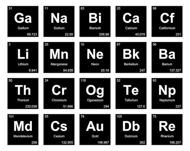 Free Vector 20 preiodic table of the elements icon pack design vector illustration