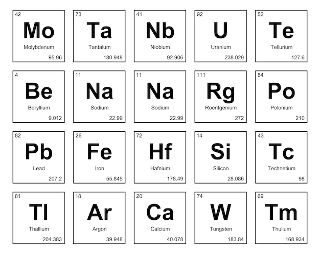 Free vector 20 preiodic table of the elements icon pack design vector illustration