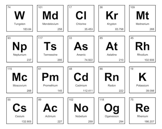 Free Vector 20 preiodic table of the elements icon pack design vector illustration