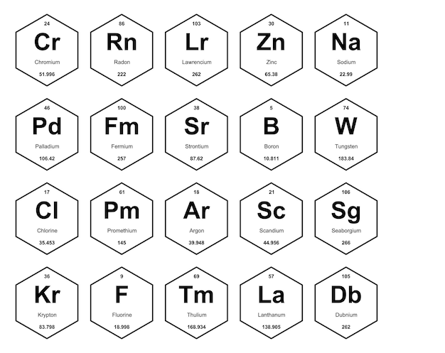 Free Vector 20 preiodic table of the elements icon pack design vector illustration