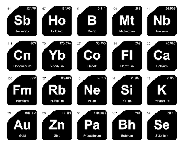 Free vector 20 preiodic table of the elements icon pack design vector illustration