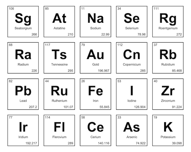 Free vector 20 preiodic table of the elements icon pack design vector illustration