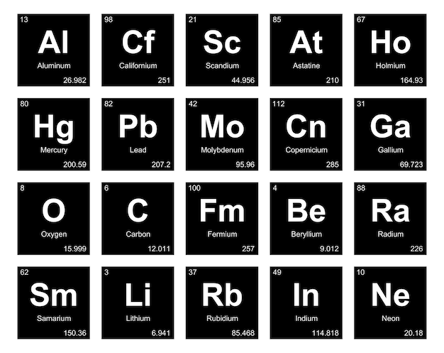 Free vector 20 preiodic table of the elements icon pack design vector illustration