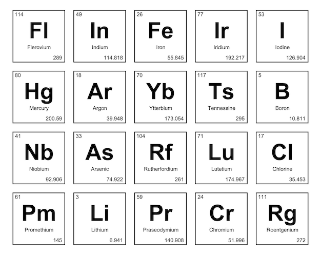 Free Vector 20 preiodic table of the elements icon pack design