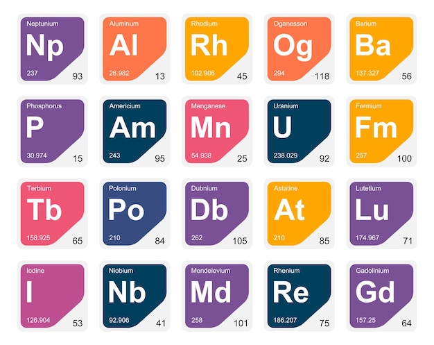 Free Vector 20 preiodic table of the elements icon pack design