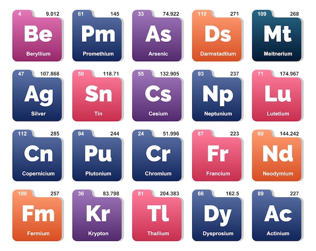 Free Vector 20 preiodic table of the elements icon pack design