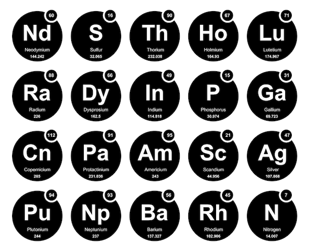 Free Vector 20 preiodic table of the elements icon pack design