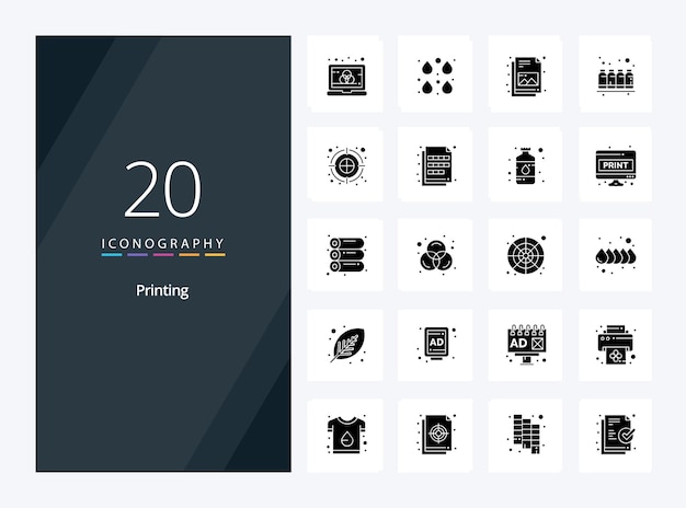 Free vector 20 printing solid glyph icon for presentation