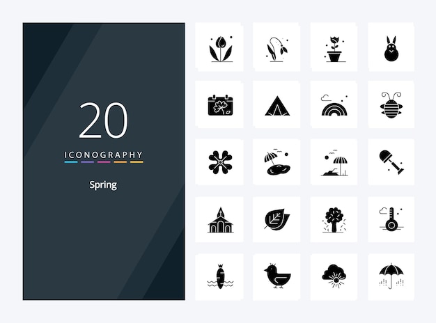 Free vector 20 spring solid glyph icon for presentation vector icons illustration