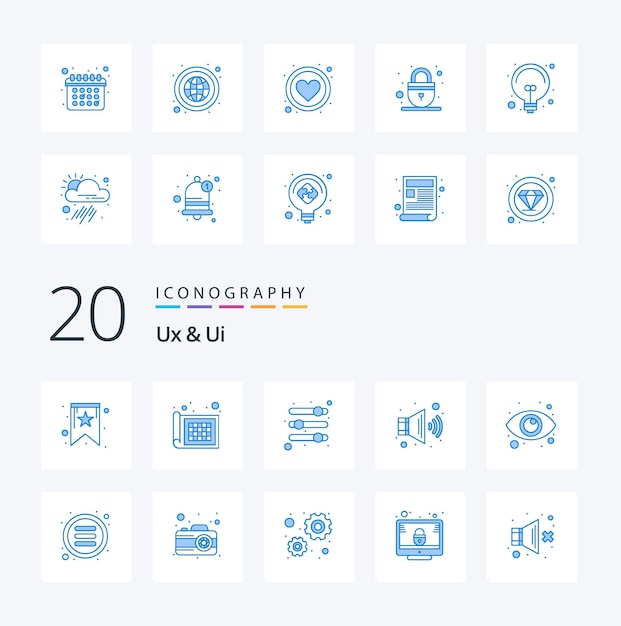 20 Ux And Ui Blue Color icon Pack like list vision parameters monitoring volume