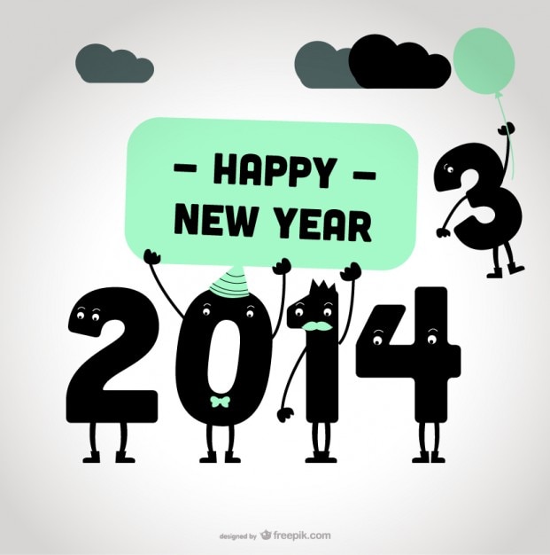 Free Vector 2014 new year happy message card design