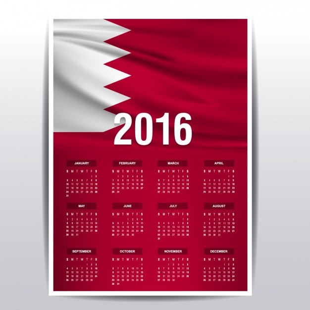 Free Vector 2016 calendar of bahrain