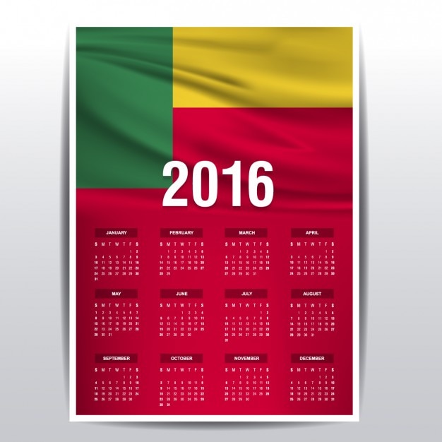 Free Vector 2016 calendar of benin