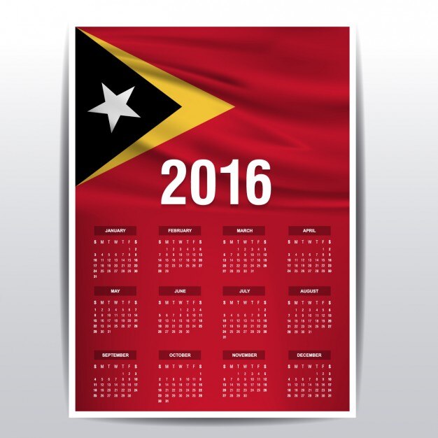 2016 calendar of East Timor