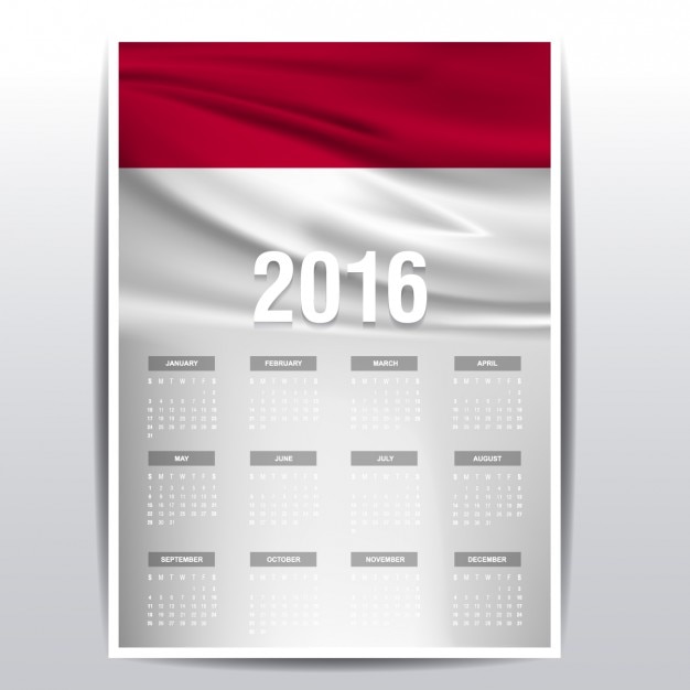 Free Vector 2016 calendar of indonesia