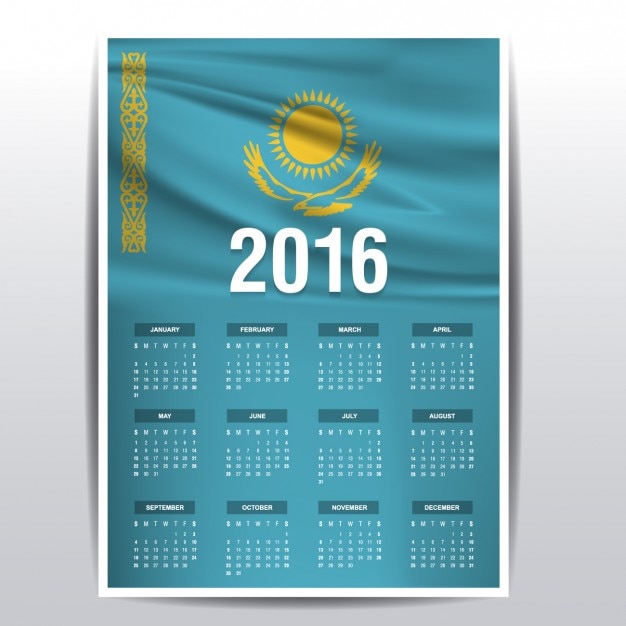 Free Vector 2016 calendar of kazakhstan