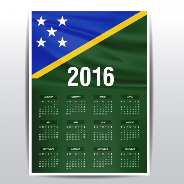 Free Vector 2016 calendar of the solomon islands