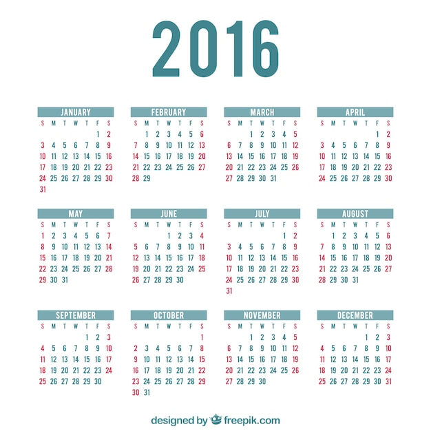 Free Vector 2016 calendar template