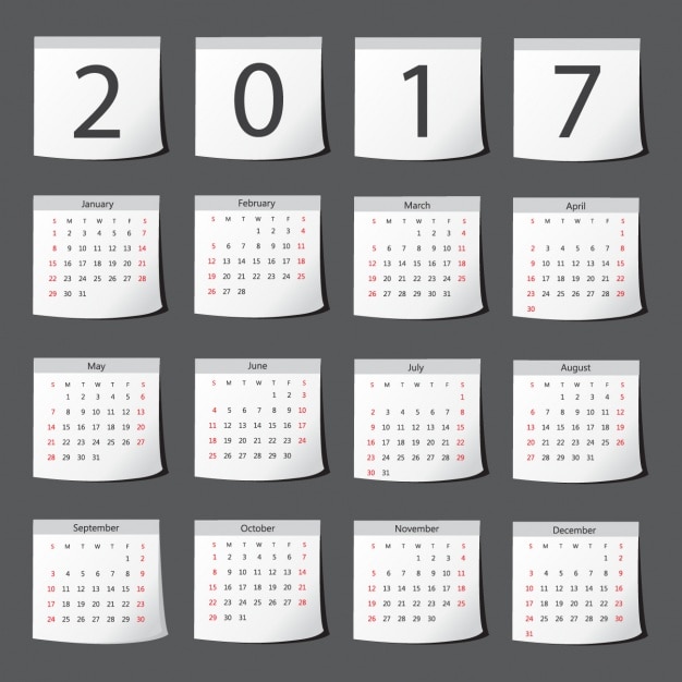 Free Vector 2017 calendar design