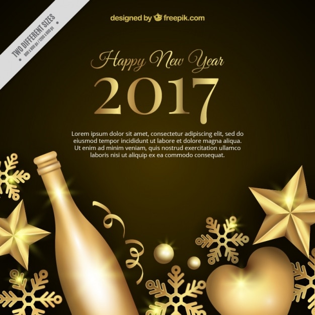 2017 new year background with golden elements