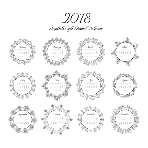 2018 calendar mandala design