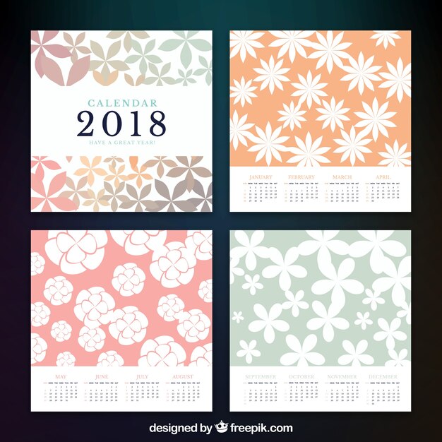 2018 calendar with floral decoration