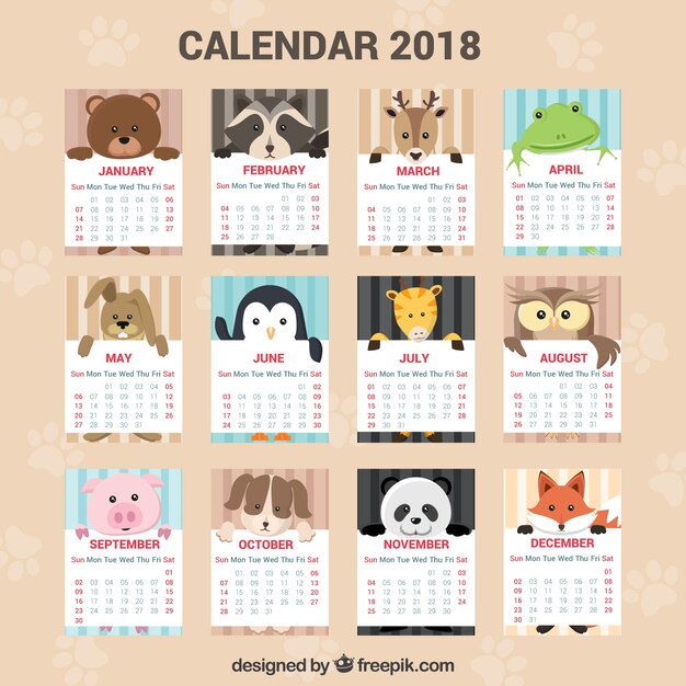 2018 calendar