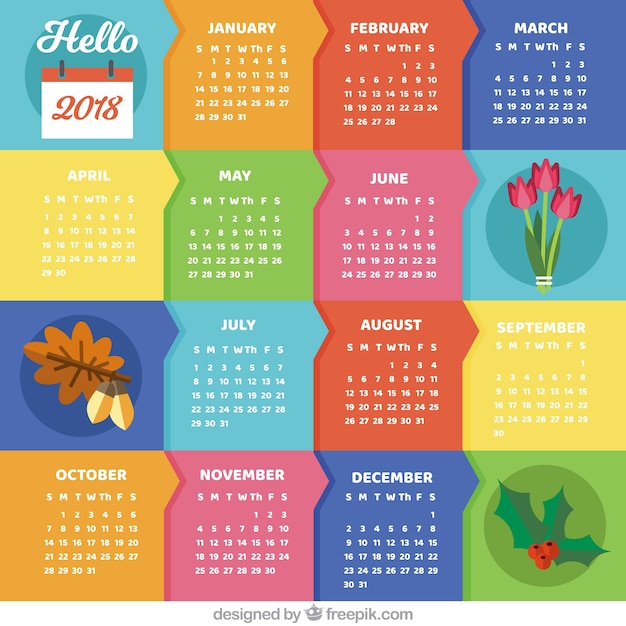 Free Vector 2018 calendar