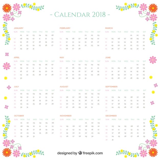 2018 calendar