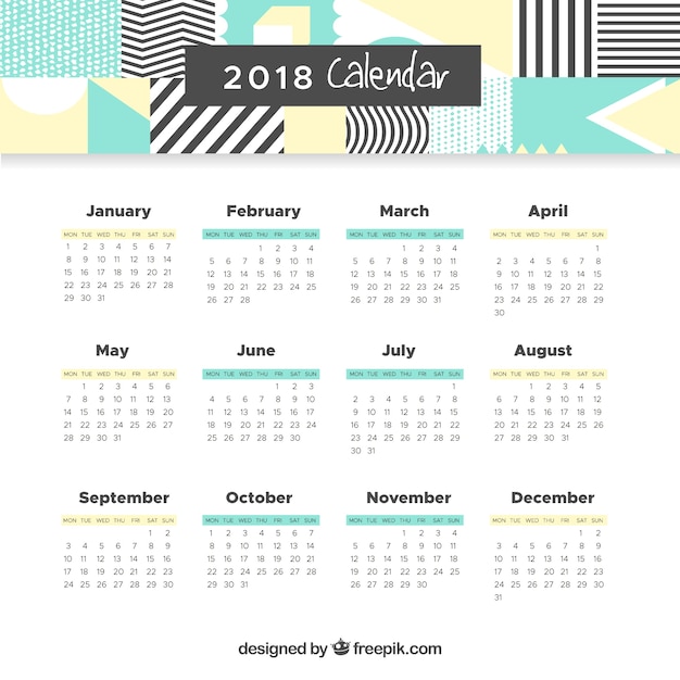 2018 calendar