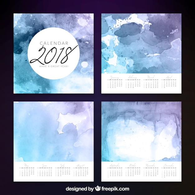 2018 watercolor artistic calendar