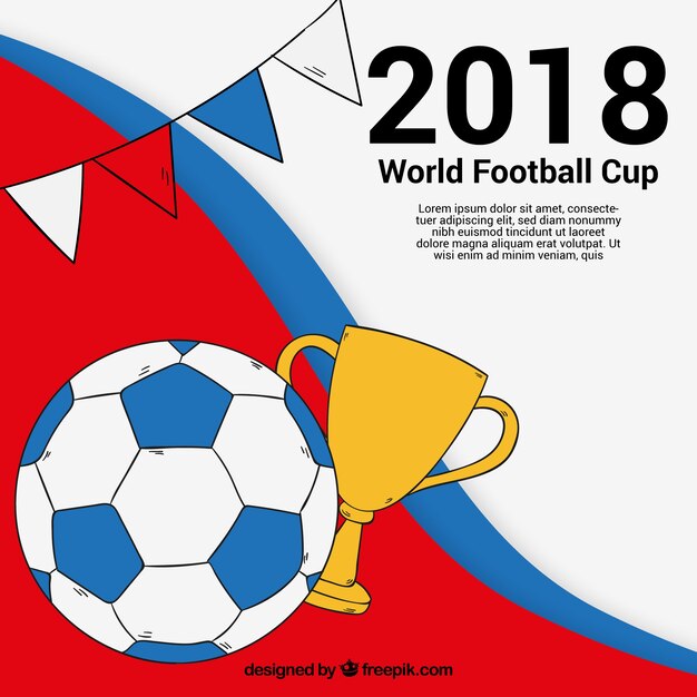 2018 world football cup background in hand drawn style