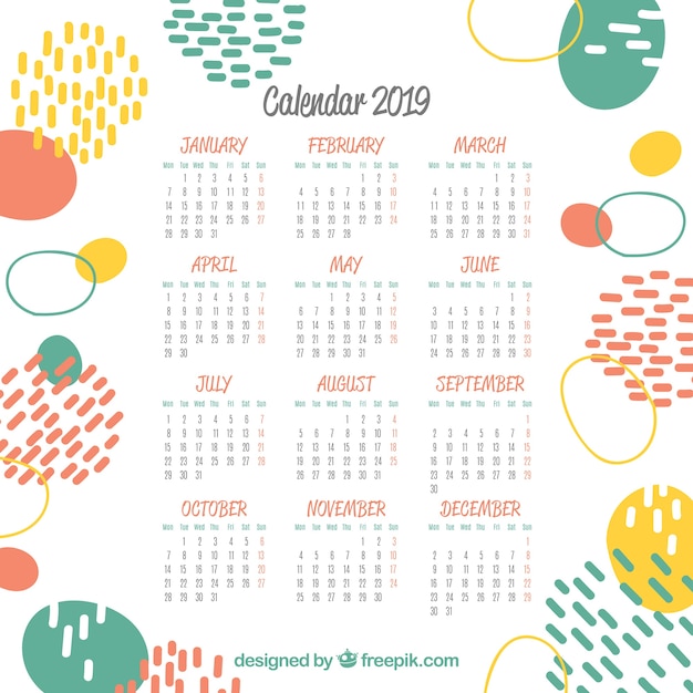 Free Vector 2019 abstract calendar